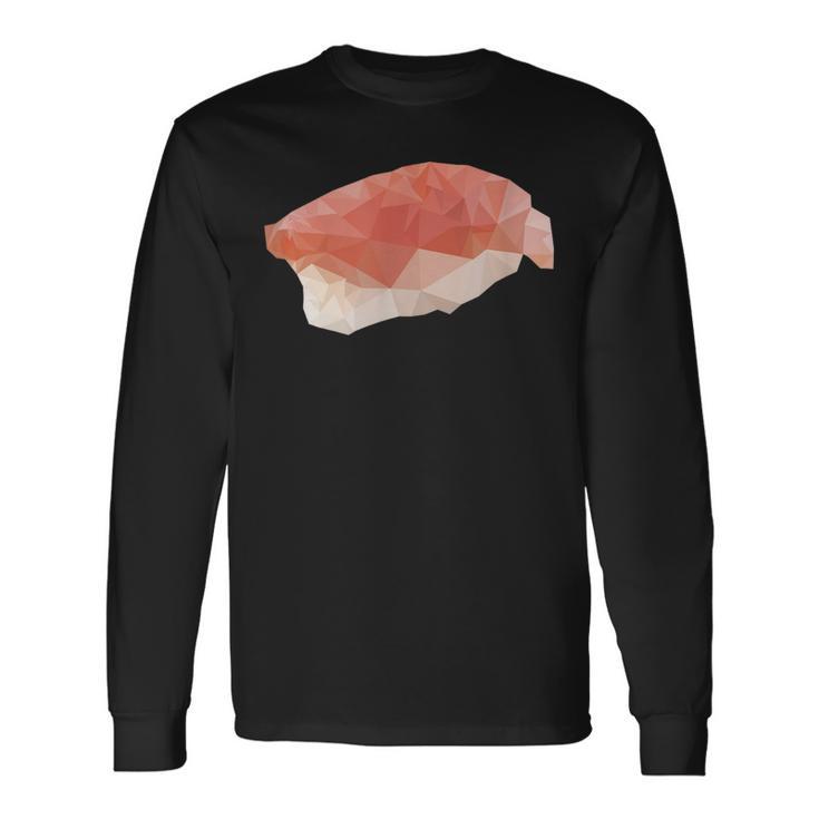 サーモン握り ローポリお寿司 鮭 レトロディザイン 長袖Tシャツ