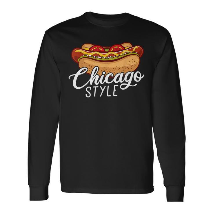 シカゴスタイル ホットドッグギフト ホットドッグ 長袖Tシャツ
