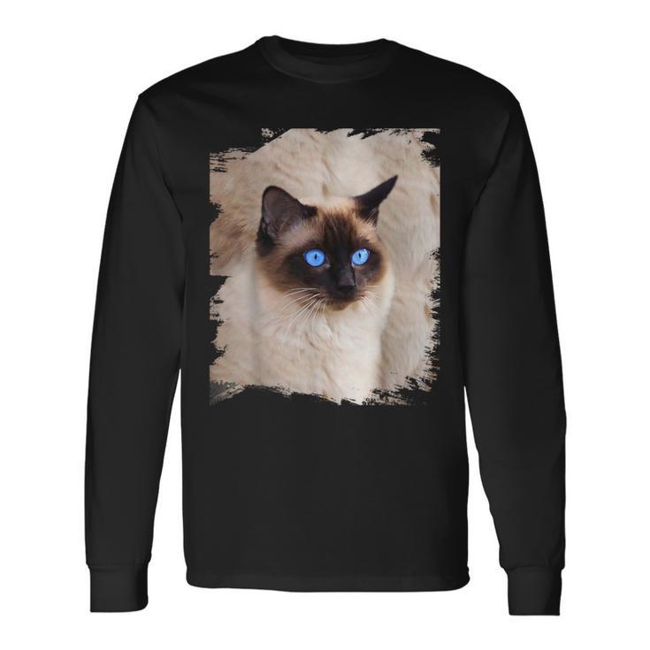 シャムの子猫の頭の顔 長袖Tシャツ