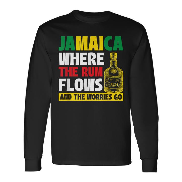 ジャマイカラム、レゲエ、ビーツ、ジャマイカバケーション 長袖Tシャツ