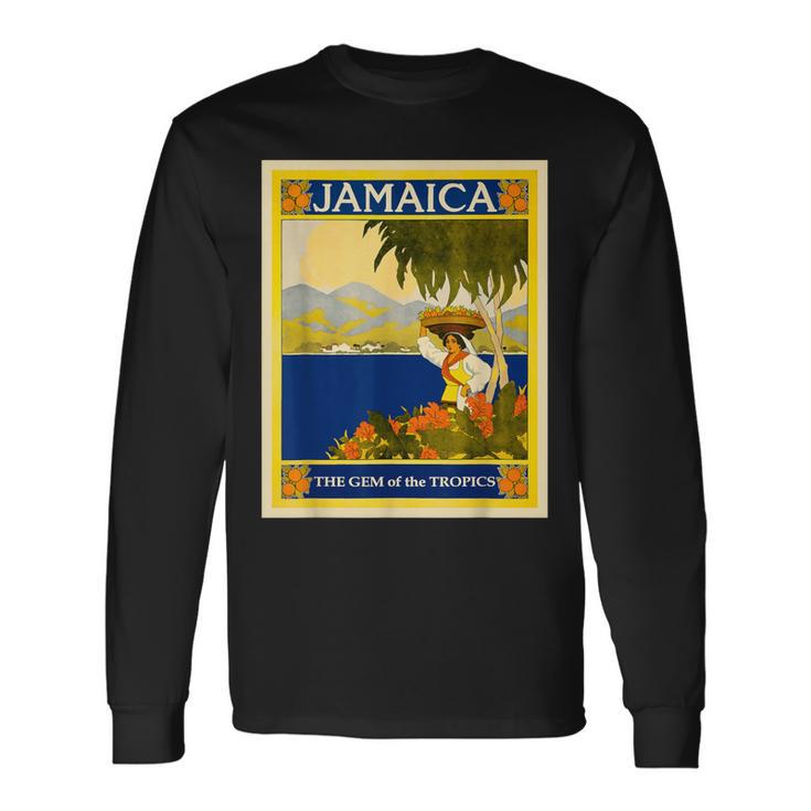 ジャマイカ熱帯地方の宝石レトロなヴィンテージ旅行ポスター 長袖Tシャツ