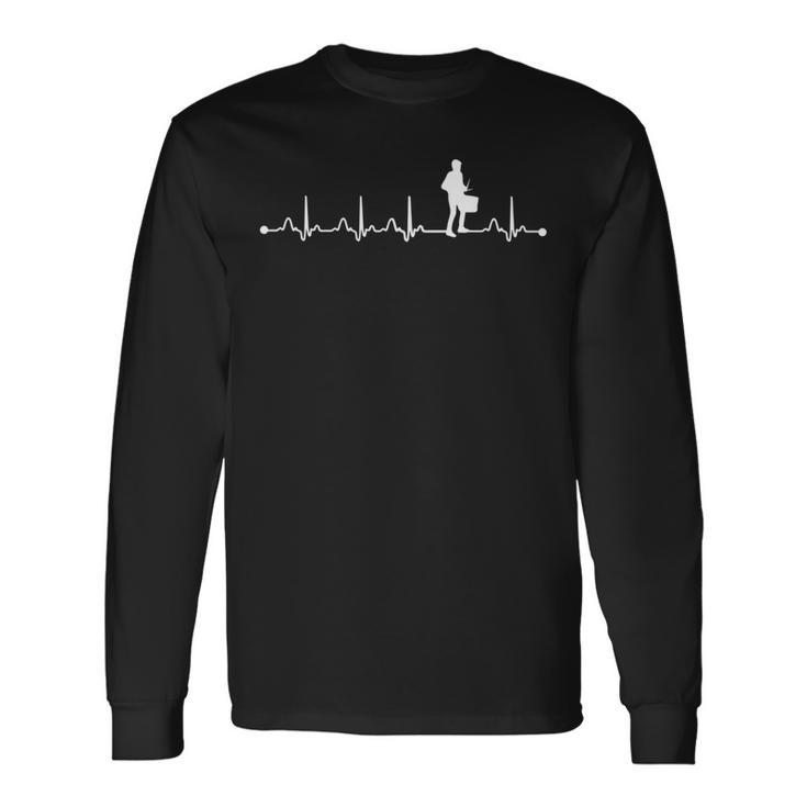 スネアドラムキット ハートビートシャツ ハートビート ラブギフト 長袖tシャツ 長袖Tシャツ