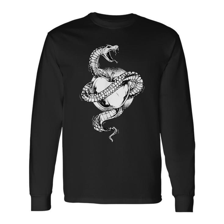 スネークラップアラウンドアップル タトゥーアート 長袖Tシャツ
