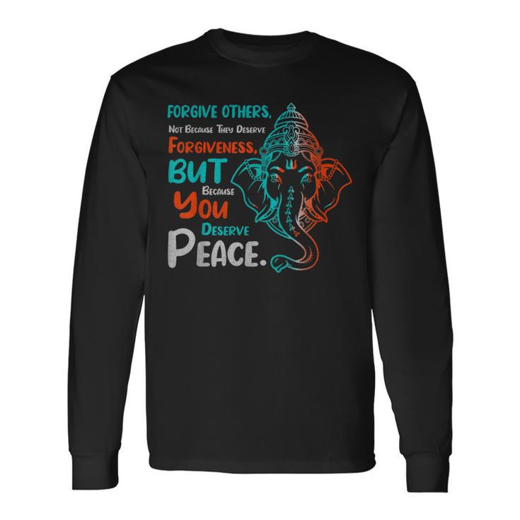 スピリチュアル・ピース・ガネーシャ 長袖Tシャツ