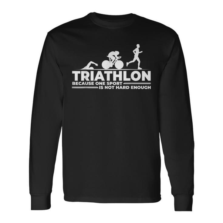 スポーツはハードルが高いからトライアスロン エクストリームアスリート 長袖Tシャツ