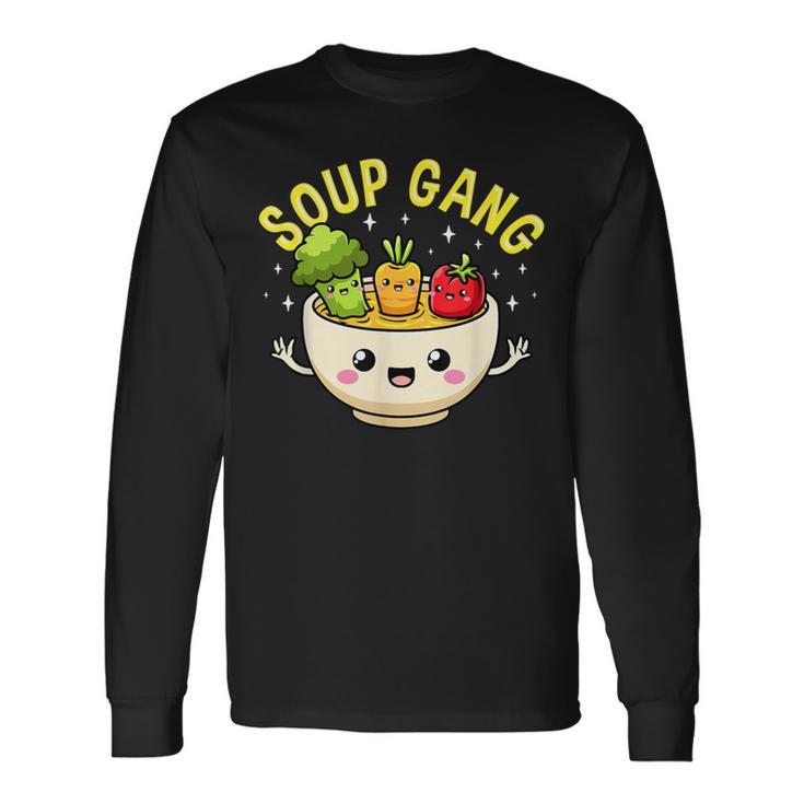 スープギャング かわいい 野菜 ボウル入り かわいい 料理 楽しい 長袖Tシャツ