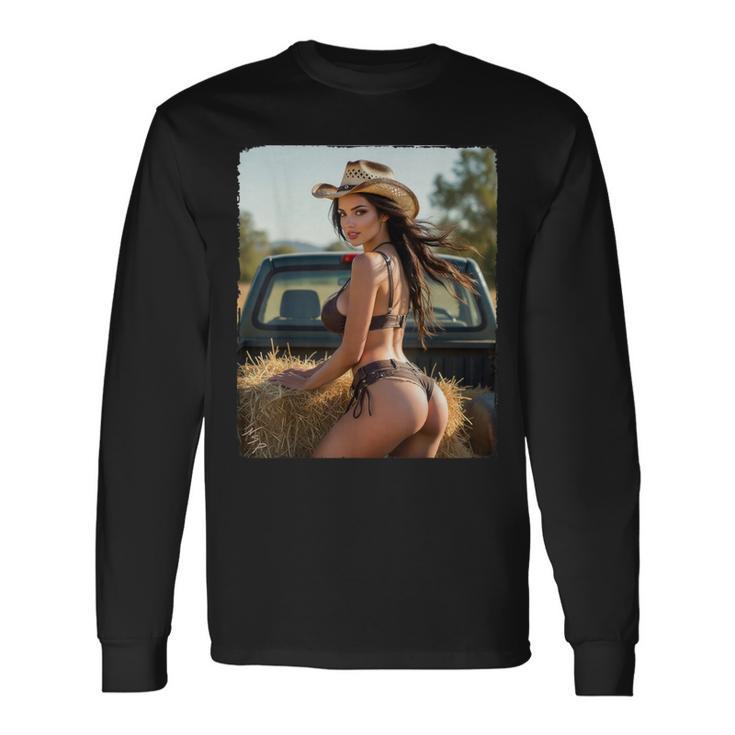 セクシーガールグラフィックtシャツ カウガールピンナップガール 2 長袖Tシャツ
