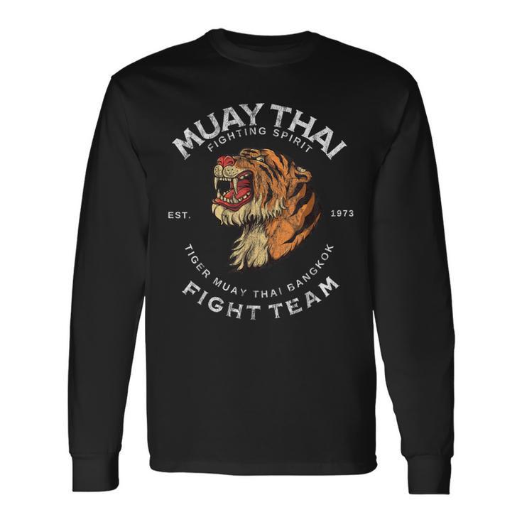 タイガー ムエタイ バンコク ジム レトロ ヴィンテージ 長袖Tシャツ