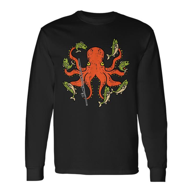 タコ釣り 面白い釣りフィアマンアングラーメンズ レディース キッズ 長袖Tシャツ
