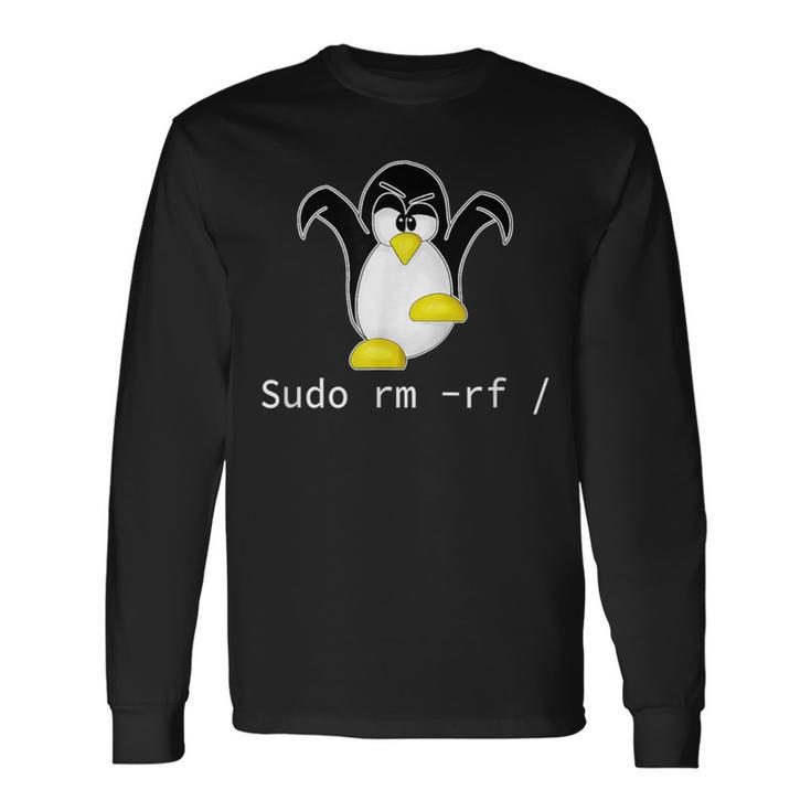 タックスlinuxペンギン須藤rm Rfコンピュータフリークハッカー 長袖Tシャツ