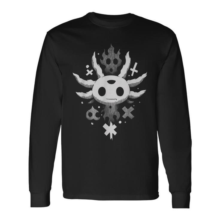 ダークオカルト アホロートル ゴシック クロス グランジ イラスト 長袖Tシャツ