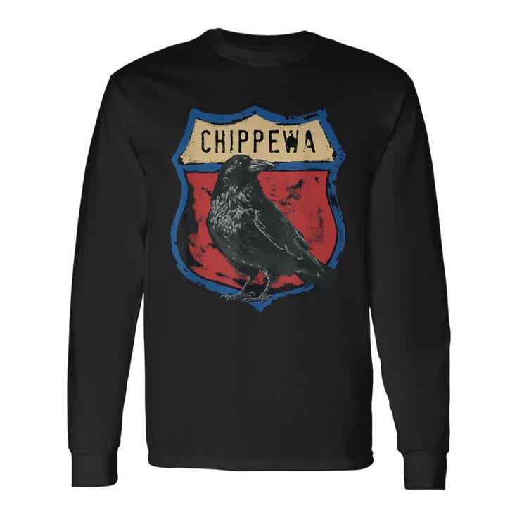 チペワ アメリカインディアン部族 レイヴン インターステート バッジ 長袖Tシャツ