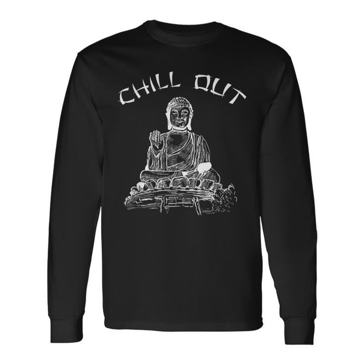 チルアウト仏像 長袖Tシャツ