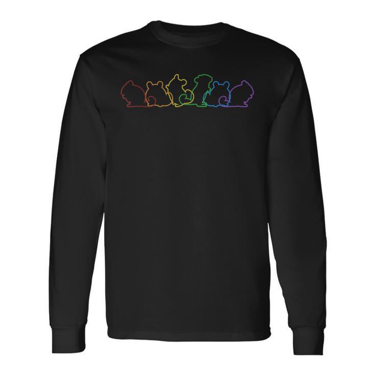 チンチラ Lgbt レインボー ロングテール チンチラ 長袖Tシャツ
