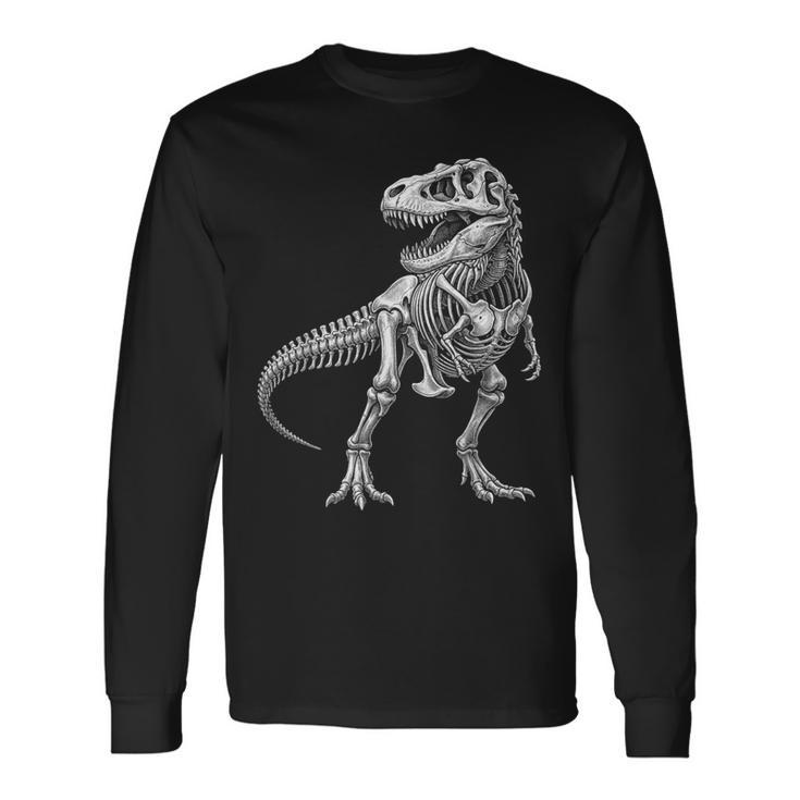 ティラノサウルス レックス スケルトン 化石 恐竜 解剖学 長袖Tシャツ