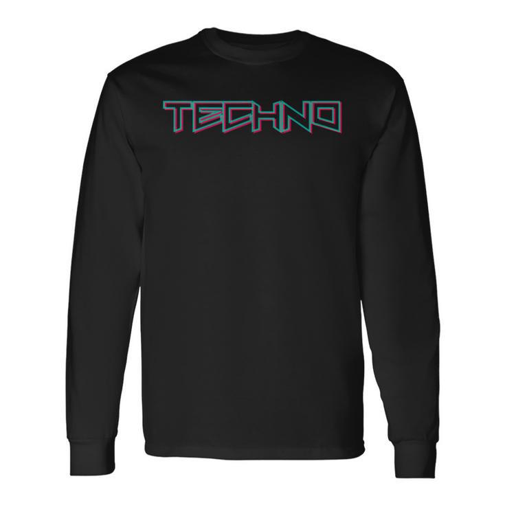 テクノ音楽ミニマリストデザイン Edm Festival Techno Clothing 長袖Tシャツ