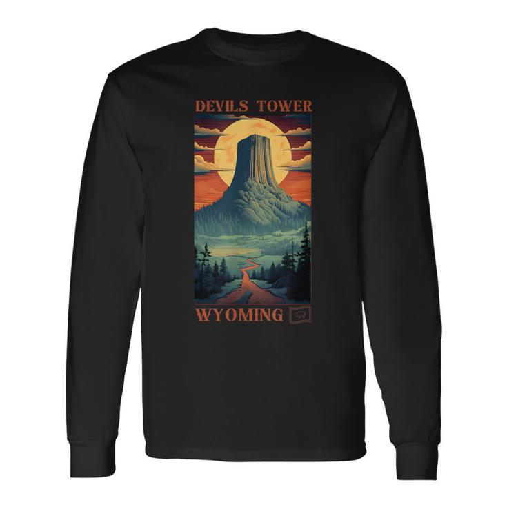 デビルズ タワー モニュメント ワイオミング 長袖Tシャツ