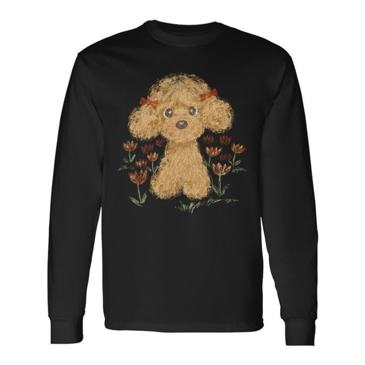 トイプードル かわいい いぬ 子犬 ペット おもしろ 動物 アート イラスト 長袖tシャツ 長袖Tシャツ