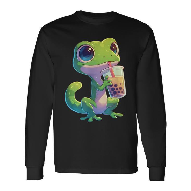 トカゲ かわいい 野生動物 ヤモリ かわいい 爬虫類 長袖Tシャツ