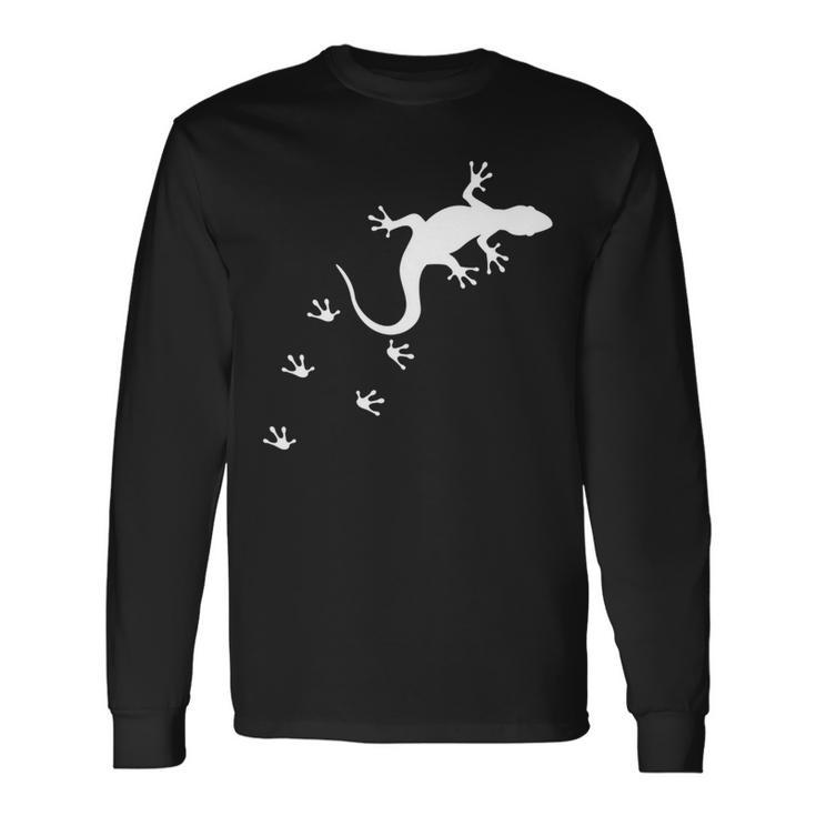 トカゲの跡 クライミング ヤモリ テラリウム 爬虫類 オーナー 長袖tシャツ 長袖Tシャツ