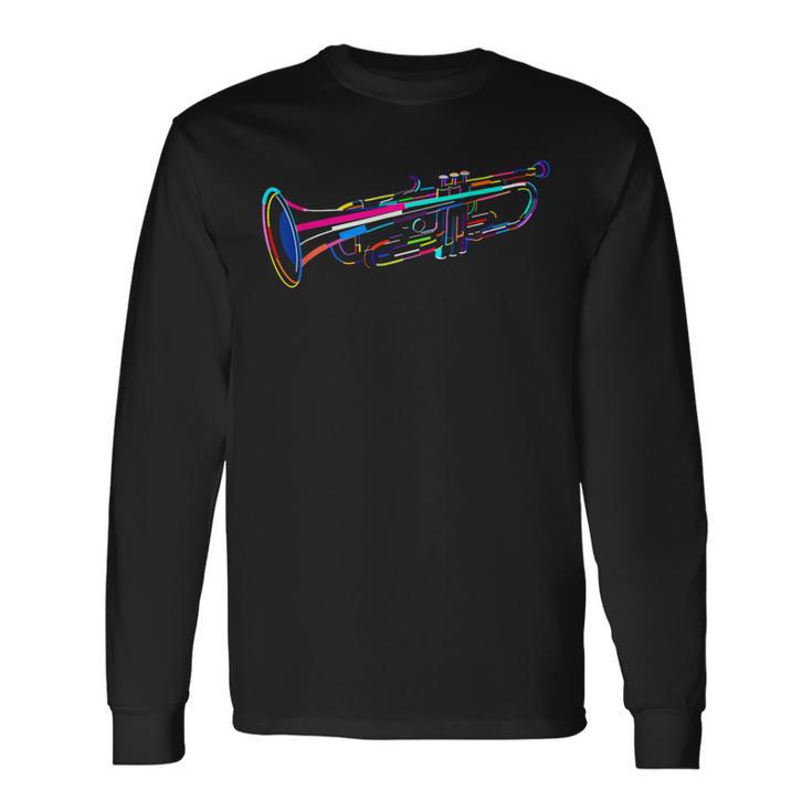 トランペット トランペット ミュージシャンモチーフ ギフト 長袖Tシャツ