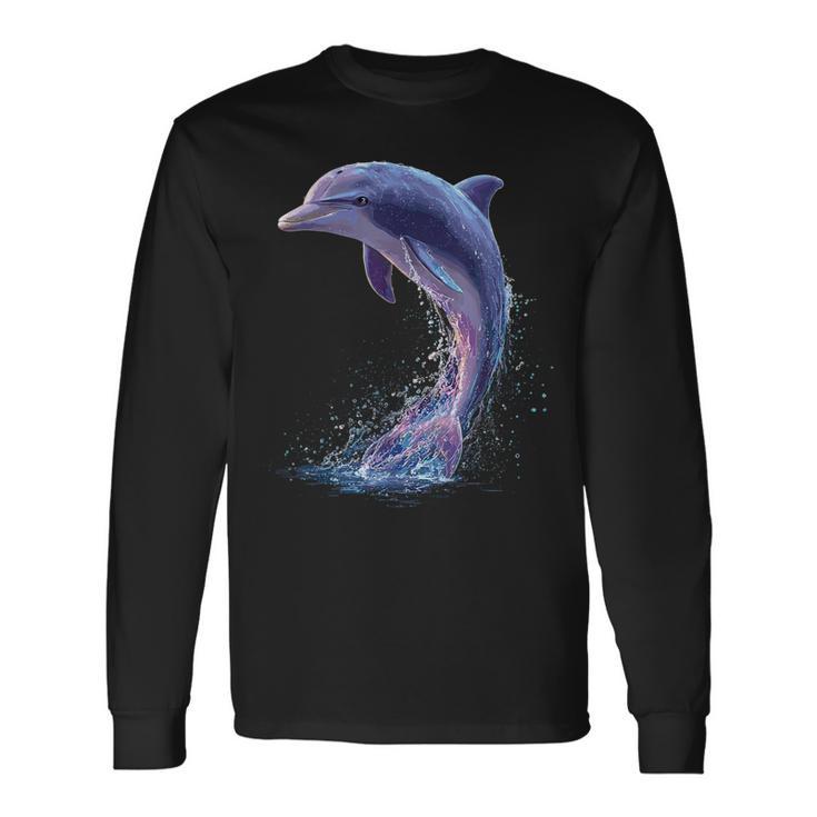 ドルフィンダイバー イルカ 海 かわいい イルカ イルカ 長袖Tシャツ