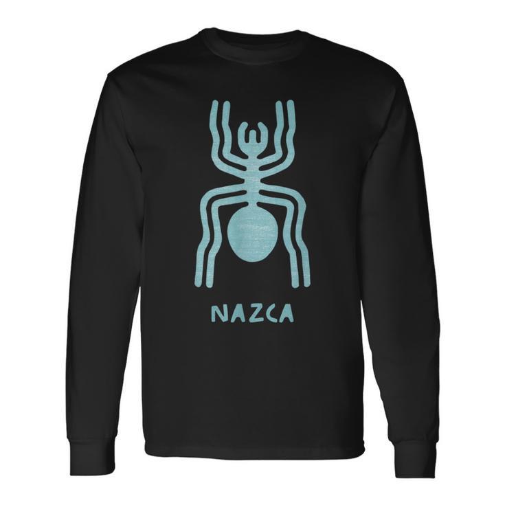ナスカ ライン ペルーの地上絵モンキー宇宙飛行士クモ レトロ 長袖Tシャツ