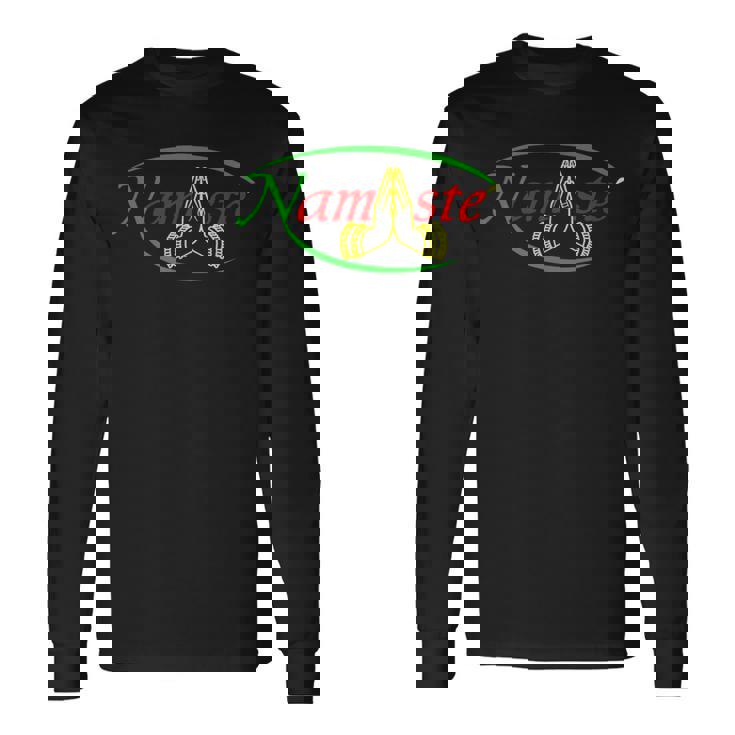 ナマステとラスタカラーヨガ。 長袖Tシャツ ギフトのアイデア