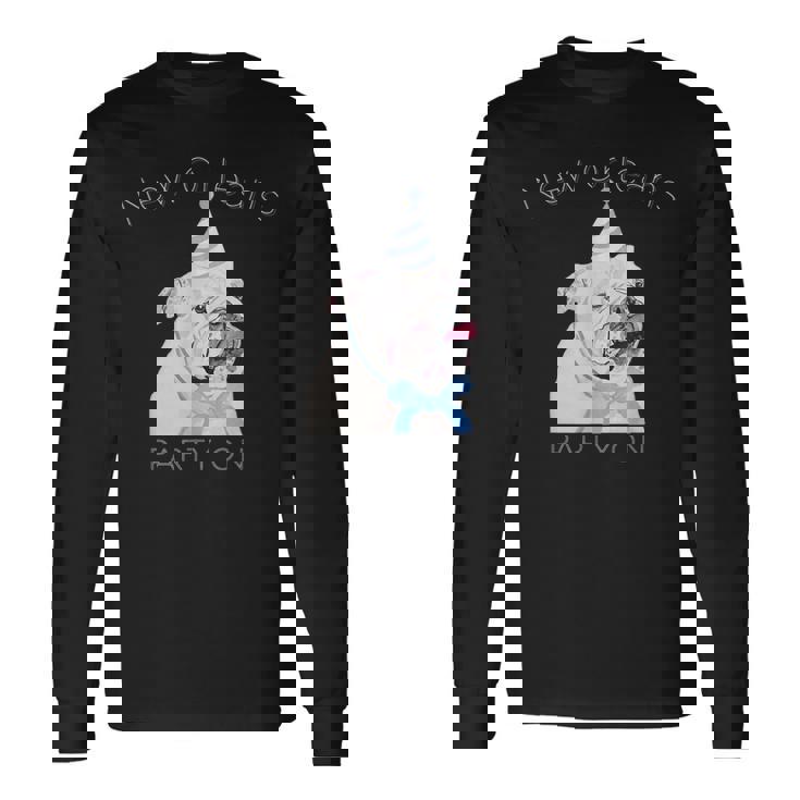 ニューオーリンズ 面白い犬の着用パーティーハット付き 長袖Tシャツ ギフトのアイデア