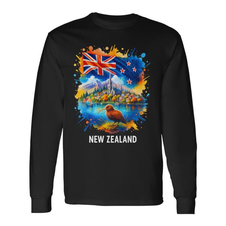 ニュージーランド国旗 旅行 お土産 ニュージーランド人 Nz キウイバード 長袖tシャツ 長袖Tシャツ