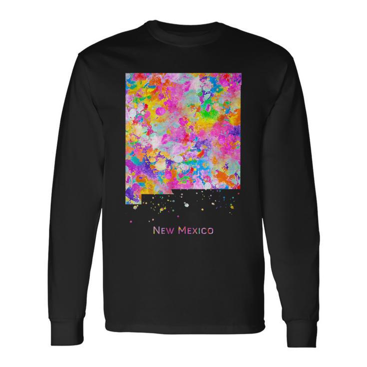 ニューメキシコ州の地図 長袖Tシャツ