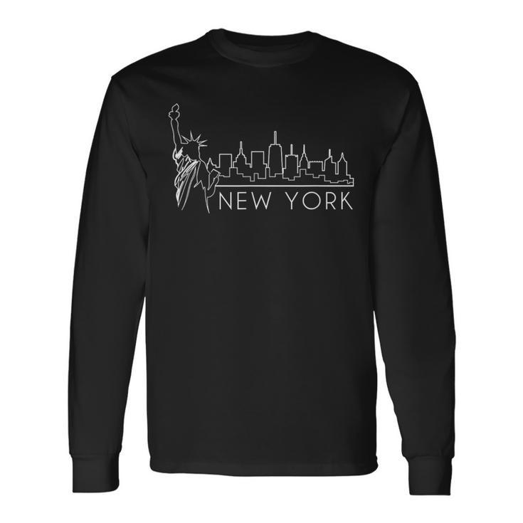 ニューヨーク スカイライン マンハッタン ニューヨーク お土産 アメリカ Nyc Usa 長袖Tシャツ