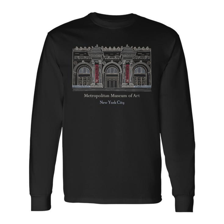 ニューヨーク市、メトロポリタン美術館、アメリカ 手描き 長袖Tシャツ