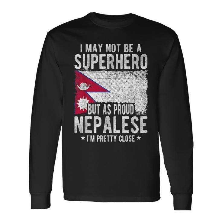 ネパール ネパール国旗 誇り高きネパール 長袖Tシャツ