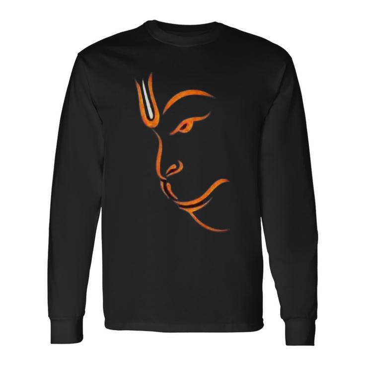 ハヌマーンフェイス-ラインアート 長袖Tシャツ