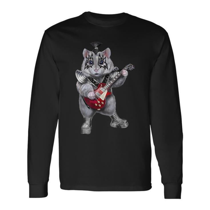 ハムスター ロックスター 動物 ギター 長袖Tシャツ ギフトのアイデア