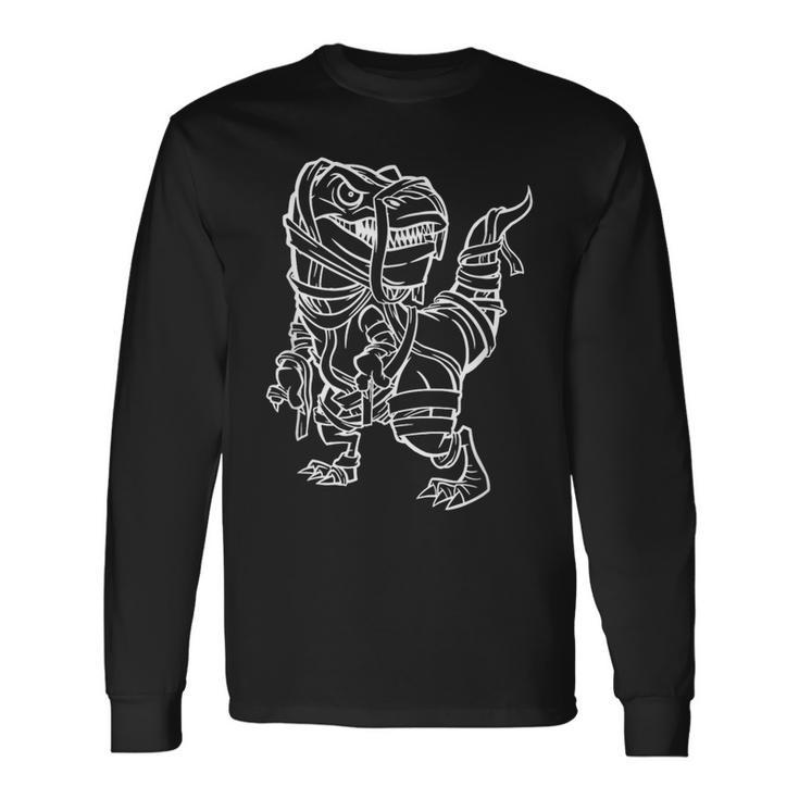 ハロウィン 面白い ミイラ恐竜 長袖Tシャツ