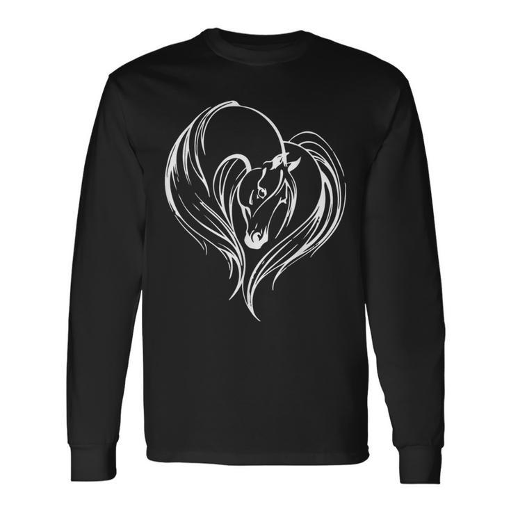 ハート形の馬 長袖Tシャツ