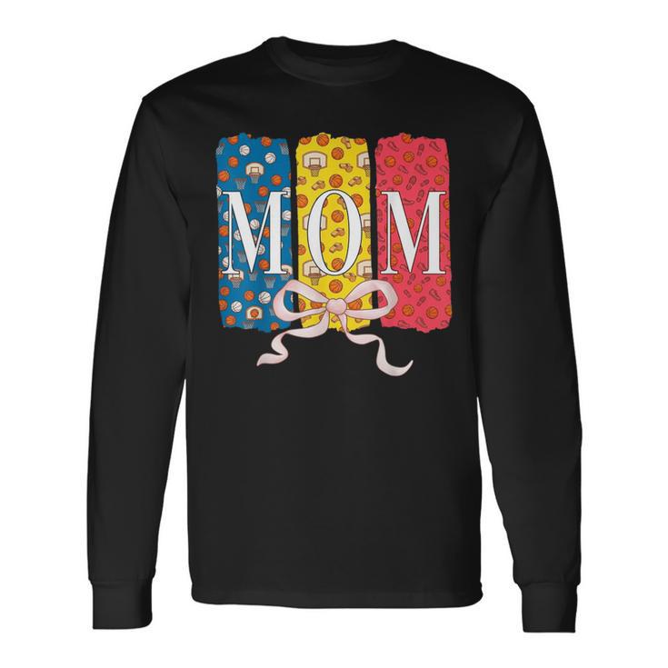 バスケットボールママコケットボウバスケットボールボール柄母の日 長袖Tシャツ