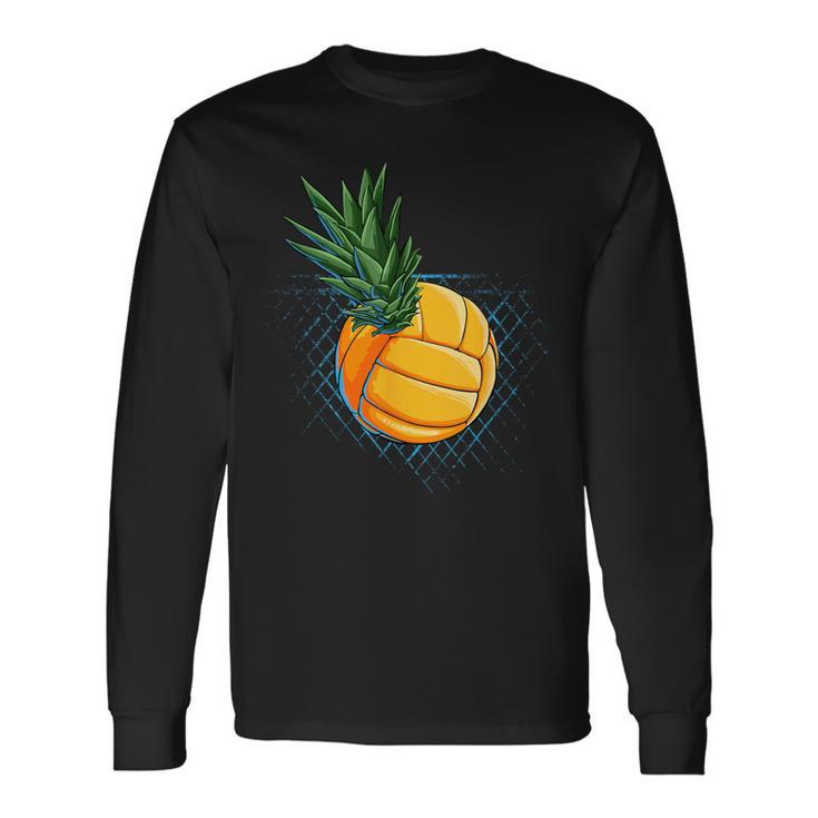パイナップル バレーボール 面白い フルーツ ビーチ ハワイ ハワイアン スパイク 長袖Tシャツ