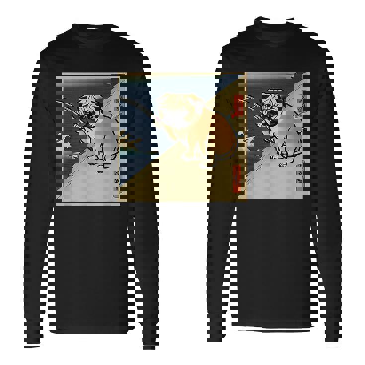 パグ 犬 面白いtシャツ イヌ 釣り メンズ おもしろ 面白い 服 おもしろグッズ 文字tシャツ ネタ 海釣り 川釣り 長袖Tシャツ