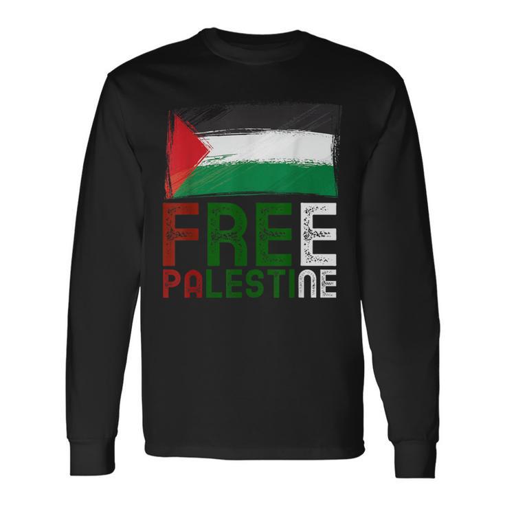 パレスチナ国旗 アラビア語 ガザ パレスチナ国旗 長袖Tシャツ
