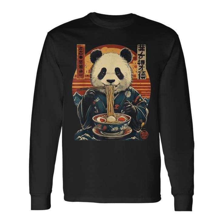 パンダのスープラーメン 長袖Tシャツ