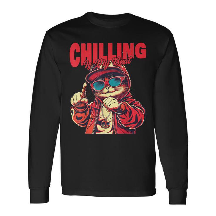 ヒップホップ ラッパー 猫 子猫 キティ ギフト メンズ レディース キッズ ティーン向け 長袖Tシャツ