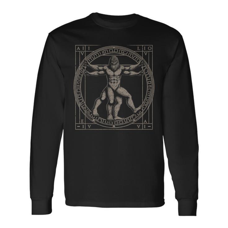 ビッグフットヴィトルビアンマンファニーサスカッチアート 長袖Tシャツ