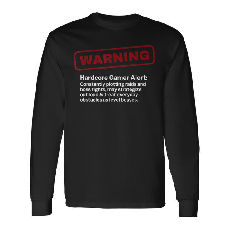 ビデオゲーマー おもしろ警告レイド&レベル ボスファイト オタクジョーク 長袖Tシャツ