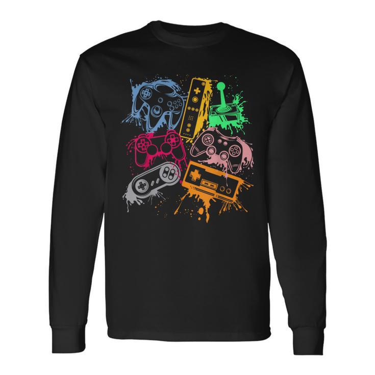 ビデオゲームコンソール コントローラー レトロ 80年代 90年代 アーケードゲーマー 長袖Tシャツ