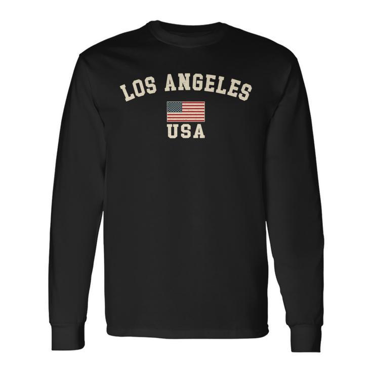 ビンテージ ロサンゼルス アメリカ アメリカ 国旗 La クール お土産 レトロ 長袖tシャツ 長袖Tシャツ