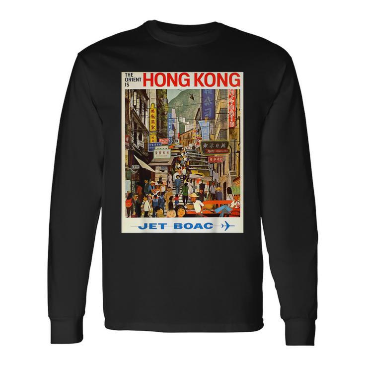 ビンテージポスター 香港レトロtシャツ 長袖Tシャツ