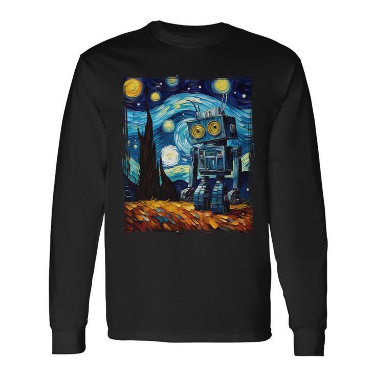 ビンテージロボットアート ゴッホ おもちゃ ロボットビルダー ロボティクス 長袖tシャツ 長袖Tシャツ